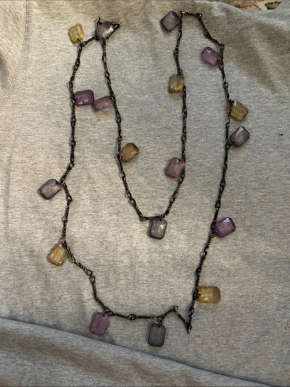 Multi-Color Glass Bead Long Necklace